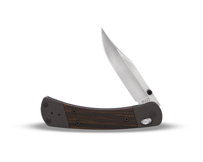 Buck 110 Crossbar Elite Folding Hunter 0110BRS19-B Macassar Ebony DymaLux & Magnacut Stainless Pocket Knife 0110BRS18