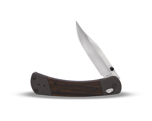Buck 110 Crossbar Elite Folding Hunter 0110BRS19-B Macassar Ebony DymaLux & Magnacut Stainless Pocket Knife 0110BRS18
