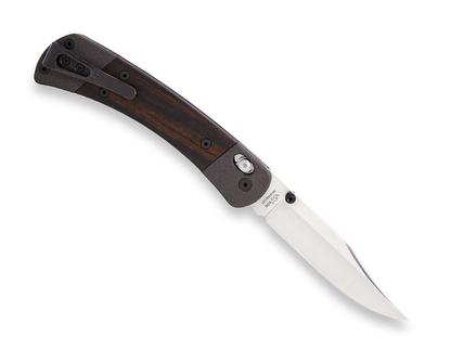 Buck 110 Crossbar Elite Folding Hunter 0110BRS19-B Macassar Ebony DymaLux & Magnacut Stainless Pocket Knife 0110BRS18