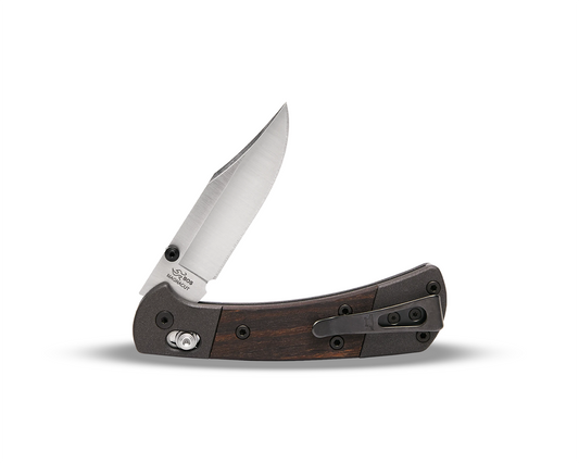 Buck 112 Crossbar Elite Lockback 0112BRS18-B Macassar Ebony DymaLux & Magnacut Stainless Pocket Knife