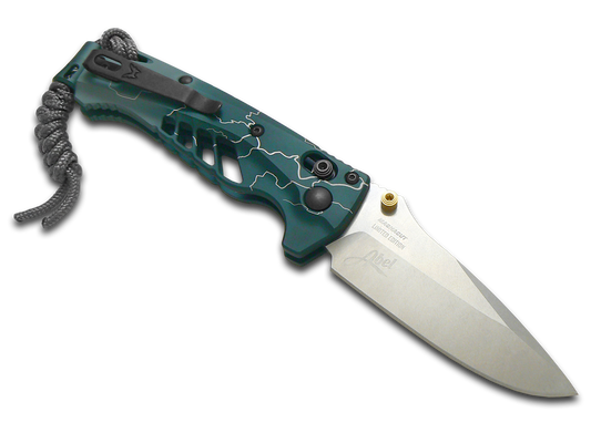 Benchmade, Inc.™ Mini Adira 18065-ABEL1 Dark Waters Lightning Anodized Aluminum CPM-MagnaCut Stainless Steel Pocket Knife