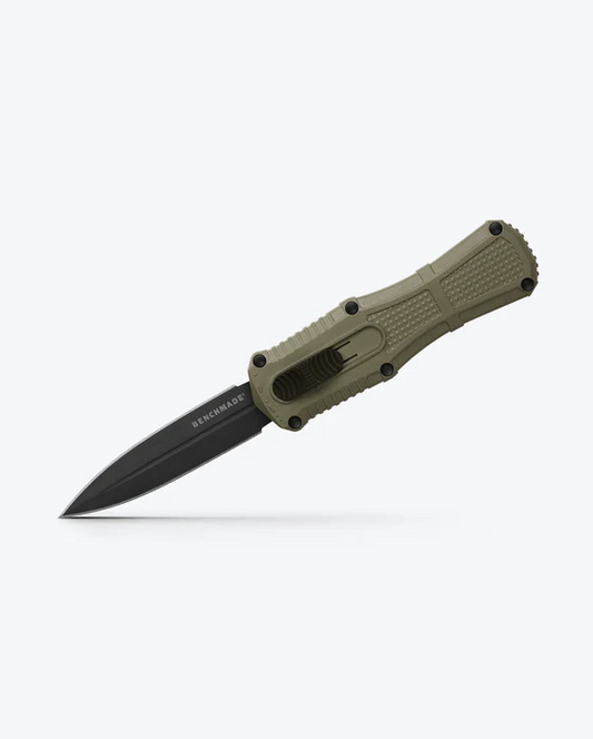Benchmade, Inc.™ Mini Claymore OTF 3375GY-1 Ranger Green Grivory CPM-D2 Semi-Stainless Steel Pocket Knife