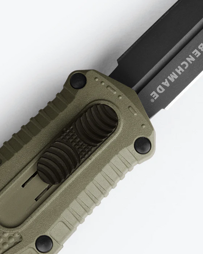 Benchmade, Inc.™ Mini Claymore OTF 3375GY-1 Ranger Green Grivory CPM-D2 Semi-Stainless Steel Pocket Knife