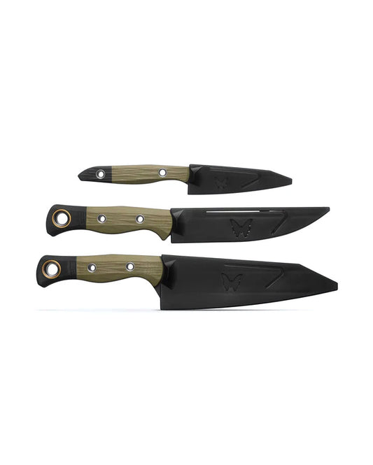Benchmade, Inc.™ 3-Piece Kitchen Knife Set 4005BK-01 OD Green G10 CPM-154 Stainless Steel
