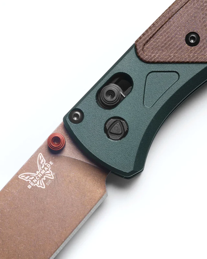 Benchmade, Inc.™ Bugout 535FE-2602 Brown Canvas Micarta and Taiga Green Anodized 6061-T6 Aluminum CPM-S90V Stainless Steel Pocket Knife