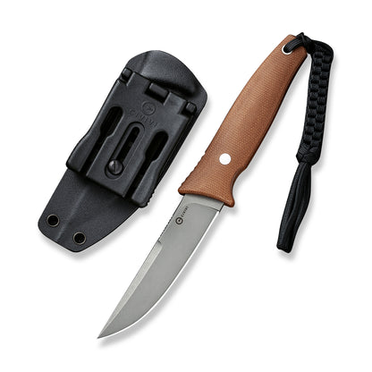 CIVIVI Knives™ Tamashii Fixed Blade C19046-5 Brown Canvas Micarta D2 Semi-Stainless Steel Knife