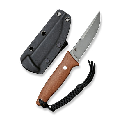 CIVIVI Knives™ Tamashii Fixed Blade C19046-5 Brown Canvas Micarta D2 Semi-Stainless Steel Knife