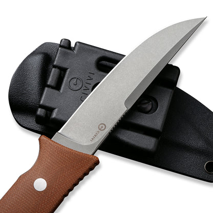 CIVIVI Knives™ Tamashii Fixed Blade C19046-5 Brown Canvas Micarta D2 Semi-Stainless Steel Knife