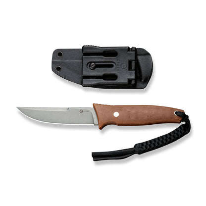CIVIVI Knives™ Tamashii Fixed Blade C19046-5 Brown Canvas Micarta D2 Semi-Stainless Steel Knife