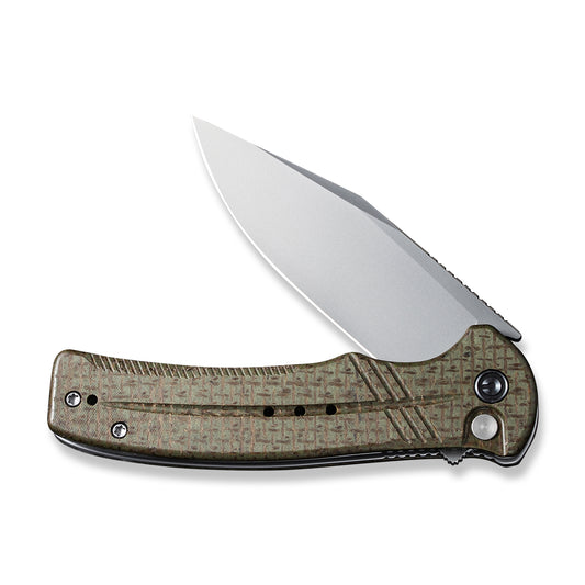 CIVIVI Knives™ Cogent Button Lock C20038D-5 Green Micarta 14C28N Stainless Steel Pocket Knife