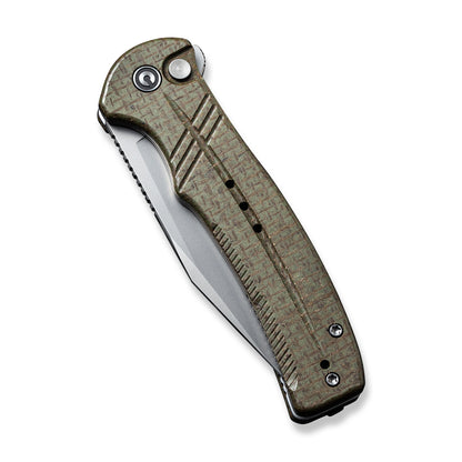CIVIVI Knives™ Cogent Button Lock C20038D-5 Green Micarta 14C28N Stainless Steel Pocket Knife