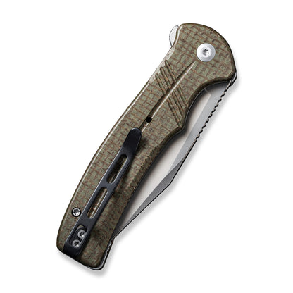 CIVIVI Knives™ Cogent Button Lock C20038D-5 Green Micarta 14C28N Stainless Steel Pocket Knife