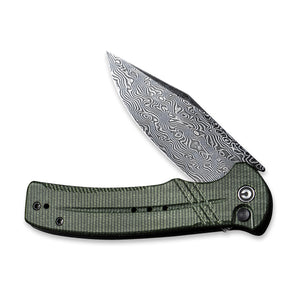 CIVIVI Knives™ Cogent Button Lock C20038D-DS1 Green Micarta Damascus Steel Pocket Knife