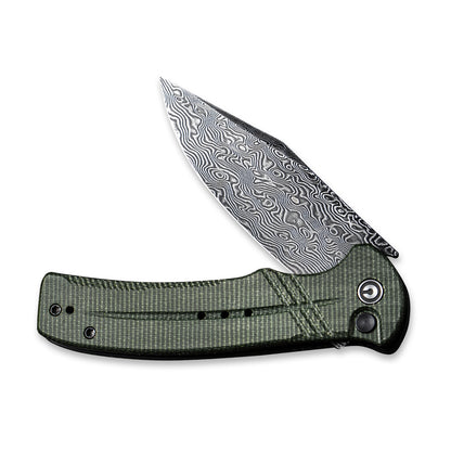 CIVIVI Knives™ Cogent Button Lock C20038D-DS1 Green Micarta Damascus Steel Pocket Knife