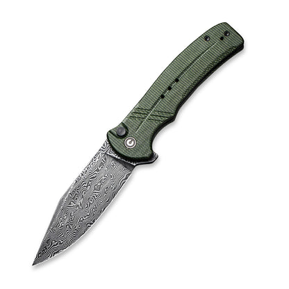 CIVIVI Knives™ Cogent Button Lock C20038D-DS1 Green Micarta Damascus Steel Pocket Knife