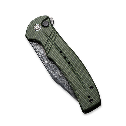 CIVIVI Knives™ Cogent Button Lock C20038D-DS1 Green Micarta Damascus Steel Pocket Knife