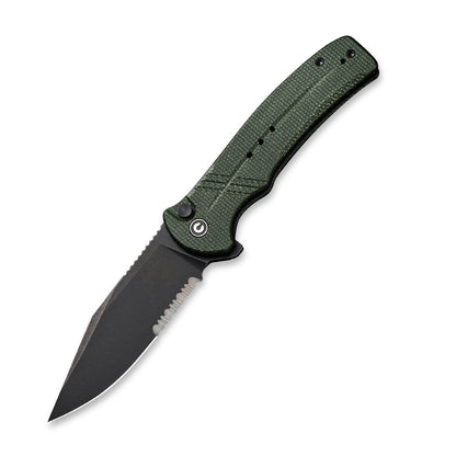 CIVIVI Knives™ Cogent Button Lock C20038E-4 Green Micarta 14C28N Stainless Steel Pocket Knife