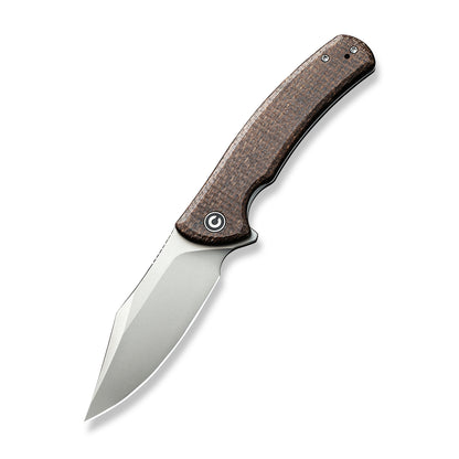 CIVIVI Knives™ Sinisys Frame Lock C20039-2 Brown Burlap Micarta 14C28N Stainless Steel Pocket Knife