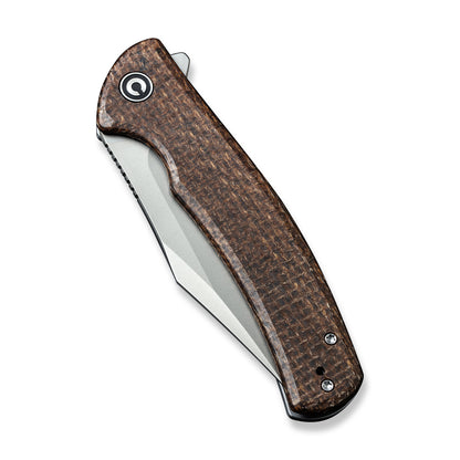 CIVIVI Knives™ Sinisys Frame Lock C20039-2 Brown Burlap Micarta 14C28N Stainless Steel Pocket Knife