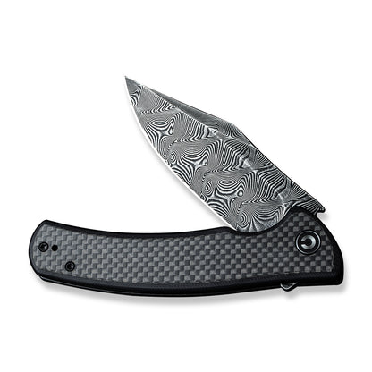 CIVIVI Knives™ Sinisys Frame Lock C20039-DS1 Twill Carbon Fiber and Black G10 Damascus Steel Pocket Knife