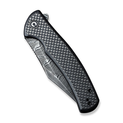 CIVIVI Knives™ Sinisys Frame Lock C20039-DS1 Twill Carbon Fiber and Black G10 Damascus Steel Pocket Knife