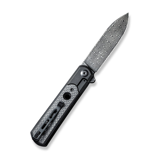 CIVIVI Knives™ Banneret Frame Lock C20040D-DS1 Twill Carbon Fiber and Black Stainless Steel Damascus Steel Pocket Knife