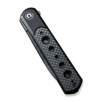 CIVIVI Knives™ Banneret Frame Lock C20040D-DS1 Twill Carbon Fiber and Black Stainless Steel Damascus Steel Pocket Knife