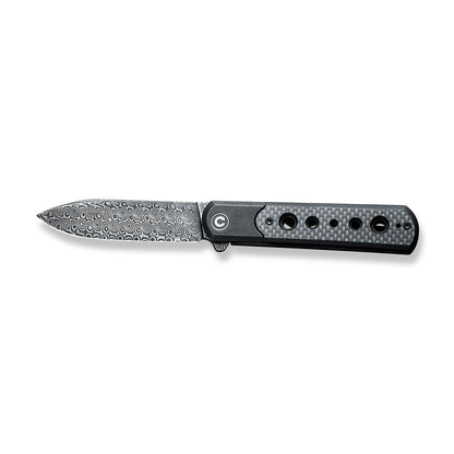 CIVIVI Knives™ Banneret Frame Lock C20040D-DS1 Twill Carbon Fiber and Black Stainless Steel Damascus Steel Pocket Knife