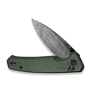 CIVIVI Knives™ Altus Button Lock C20076-DS1 Green Micarta Damascus Steel Pocket Knife