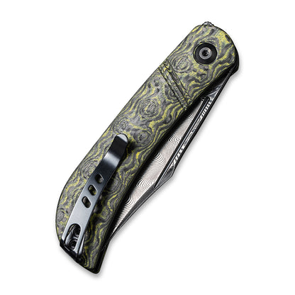 CIVIVI Knives™ Appalachian Drifter C2015DS-3 Yellow Carbon Fiber and Black G10 Damascus Steel Pocket Knife