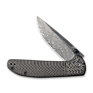 CIVIVI Knives™ Badlands Vagabond Liner Lock C2019DS-1 Twill Carbon Fiber and Black G10 Damascus Steel Pocket Knife