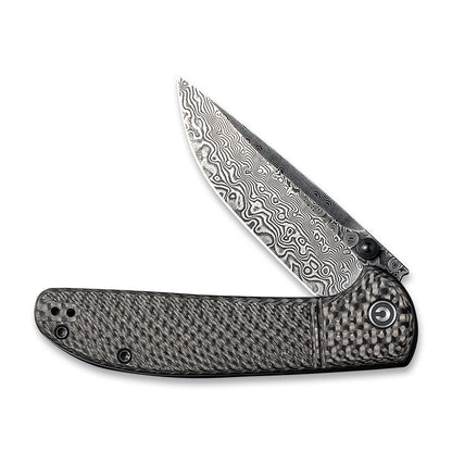 CIVIVI Knives™ Badlands Vagabond Liner Lock C2019DS-1 Twill Carbon Fiber and Black G10 Damascus Steel Pocket Knife