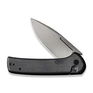 CIVIVI Knives™ Conspirator Button Lock C21006-1 Black Micarta Nitro-V Stainless Steel Pocket Knife