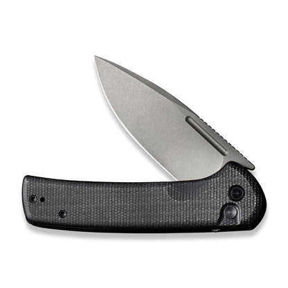 CIVIVI Knives™ Conspirator Button Lock C21006-1 Black Micarta Nitro-V Stainless Steel Pocket Knife