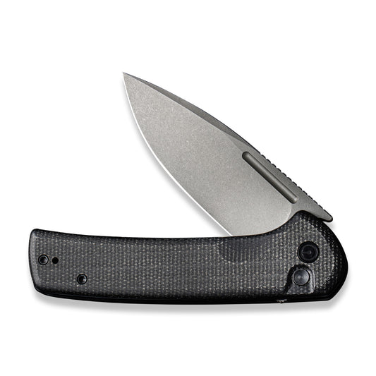 CIVIVI Knives™ Conspirator Button Lock C21006-1 Black Micarta Nitro-V Stainless Steel Pocket Knife