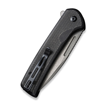 CIVIVI Knives™ Conspirator Button Lock C21006-1 Black Micarta Nitro-V Stainless Steel Pocket Knife