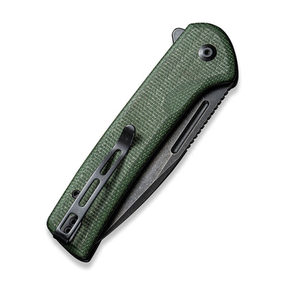 CIVIVI Knives™ Conspirator Button Lock C21006-2 Green Micarta Nitro-V Stainless Steel Pocket Knife