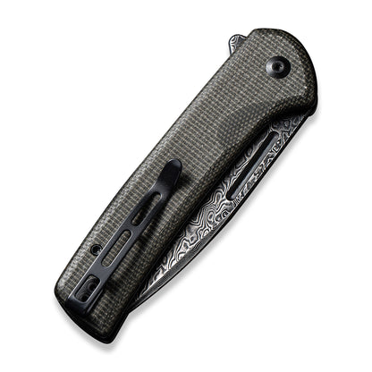 CIVIVI Knives™ Conspirator Button Lock C21006-DS1 Dark Green Micarta Damascus Steel Pocket Knife