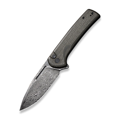 CIVIVI Knives™ Conspirator Button Lock C21006-DS1 Dark Green Micarta Damascus Steel Pocket Knife