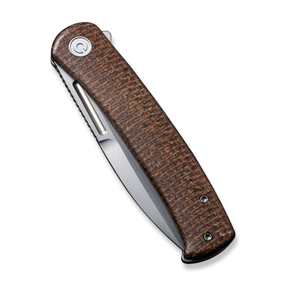 CIVIVI Knives™ Cetos Frame Lock C21025B-1 Brown Micarta and Stainless Steel 14C28N Stainless Steel Pocket Knife