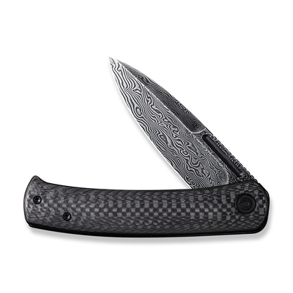 CIVIVI Knives™ Cetos Frame Lock C21025B-DS1 Black Twill Carbon Fiber and Stainless Steel Damascus Steel Pocket Knife