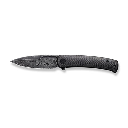 CIVIVI Knives™ Cetos Frame Lock C21025B-DS1 Black Twill Carbon Fiber and Stainless Steel Damascus Steel Pocket Knife