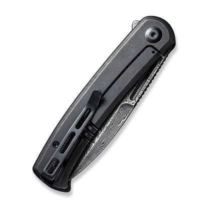 CIVIVI Knives™ Cetos Frame Lock C21025B-DS1 Black Twill Carbon Fiber and Stainless Steel Damascus Steel Pocket Knife