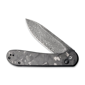CIVIVI Knives™ Elementum Button Lock C2103DS-3 Black Marble Carbon Fiber Damascus Steel Pocket Knife