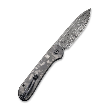 CIVIVI Knives™ Elementum Button Lock C2103DS-3 Black Marble Carbon Fiber Damascus Steel Pocket Knife