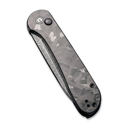 CIVIVI Knives™ Elementum Button Lock C2103DS-3 Black Marble Carbon Fiber Damascus Steel Pocket Knife