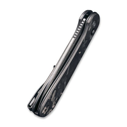 CIVIVI Knives™ Elementum Button Lock C2103DS-3 Black Marble Carbon Fiber Damascus Steel Pocket Knife