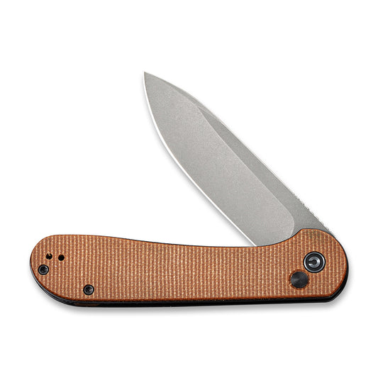 CIVIVI Knives™ Elementum Button Lock C2103D Brown Micarta 14C28N Stainless Steel Pocket Knife