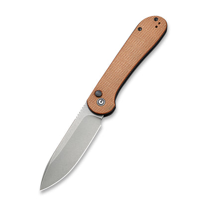 CIVIVI Knives™ Elementum Button Lock C2103D Brown Micarta 14C28N Stainless Steel Pocket Knife
