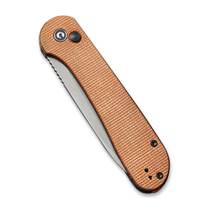 CIVIVI Knives™ Elementum Button Lock C2103D Brown Micarta 14C28N Stainless Steel Pocket Knife